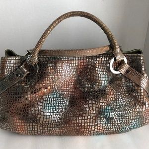 HYPE Metallic Leather Satchel Handbag